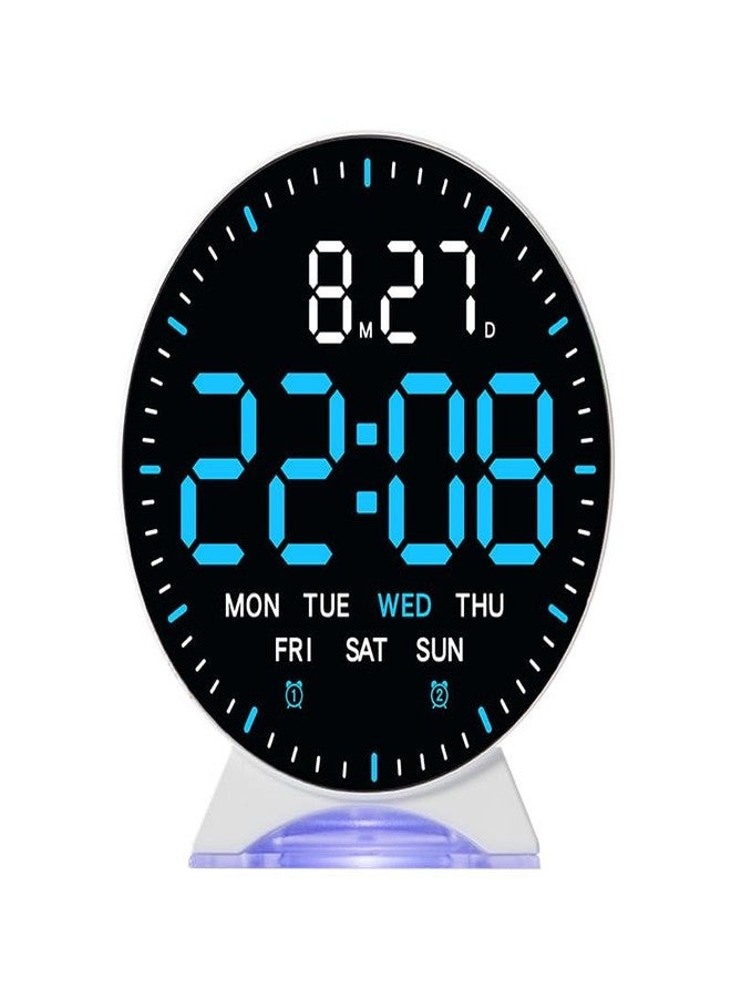 Nispruhay Digital LED Only USB Cable Working Working Alarm Clock with Large Display Color Night Light, Date & Day Display, Alarms, 12/24Hr, & Snooze - Modern Bedroom & Desk Clock (Blue) - Image 1